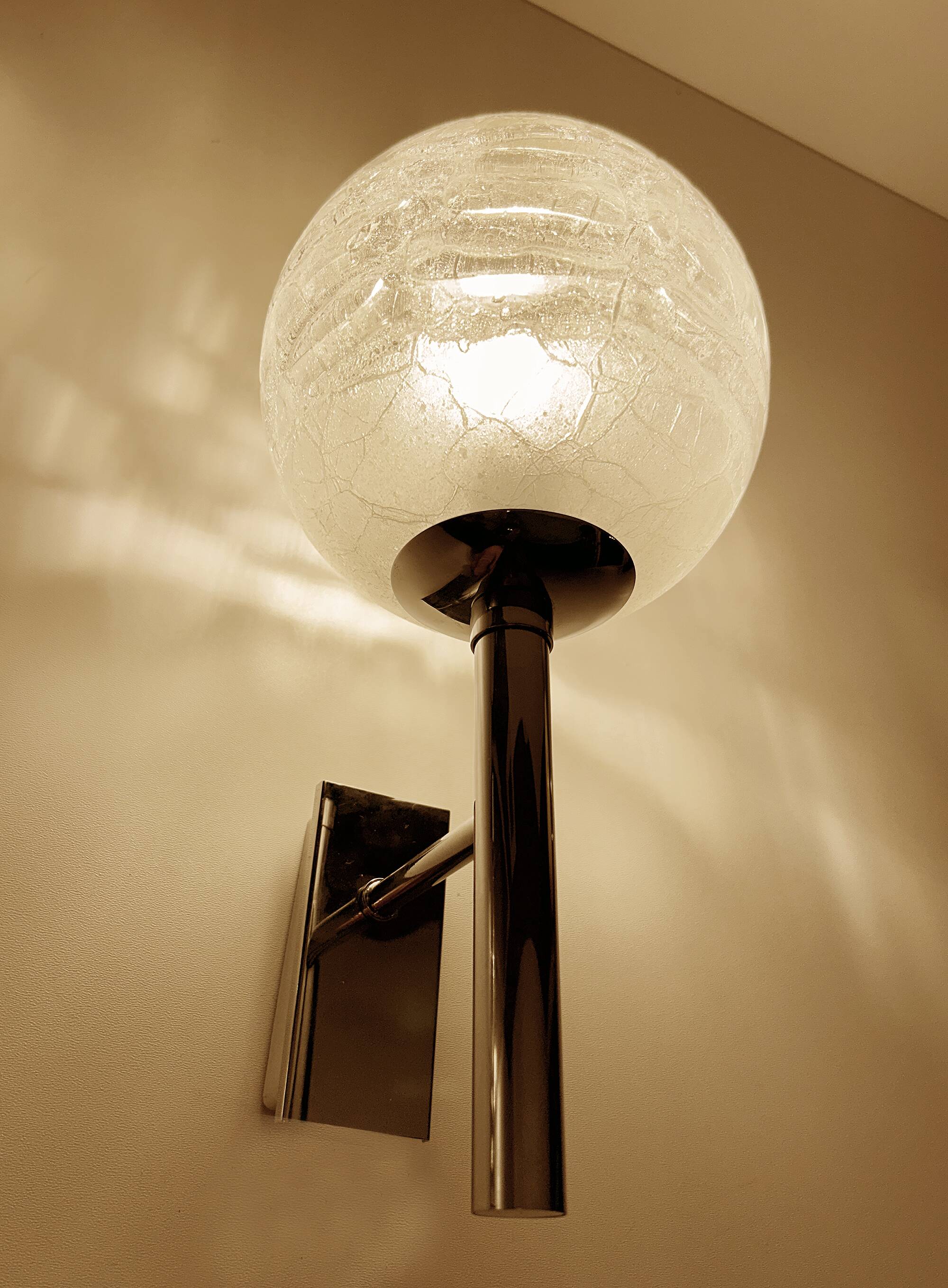 Pair Vintage Brutalist Bubble Glass Sconces