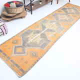 3x11 orange vintage runner rug, 88x341cm