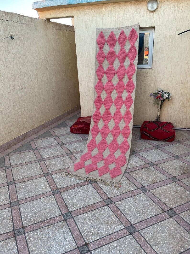 Handmade wool runner rug 400cm x 70cm
