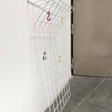 Minimalist white German mid-century coat rack with strings from the 1960s.