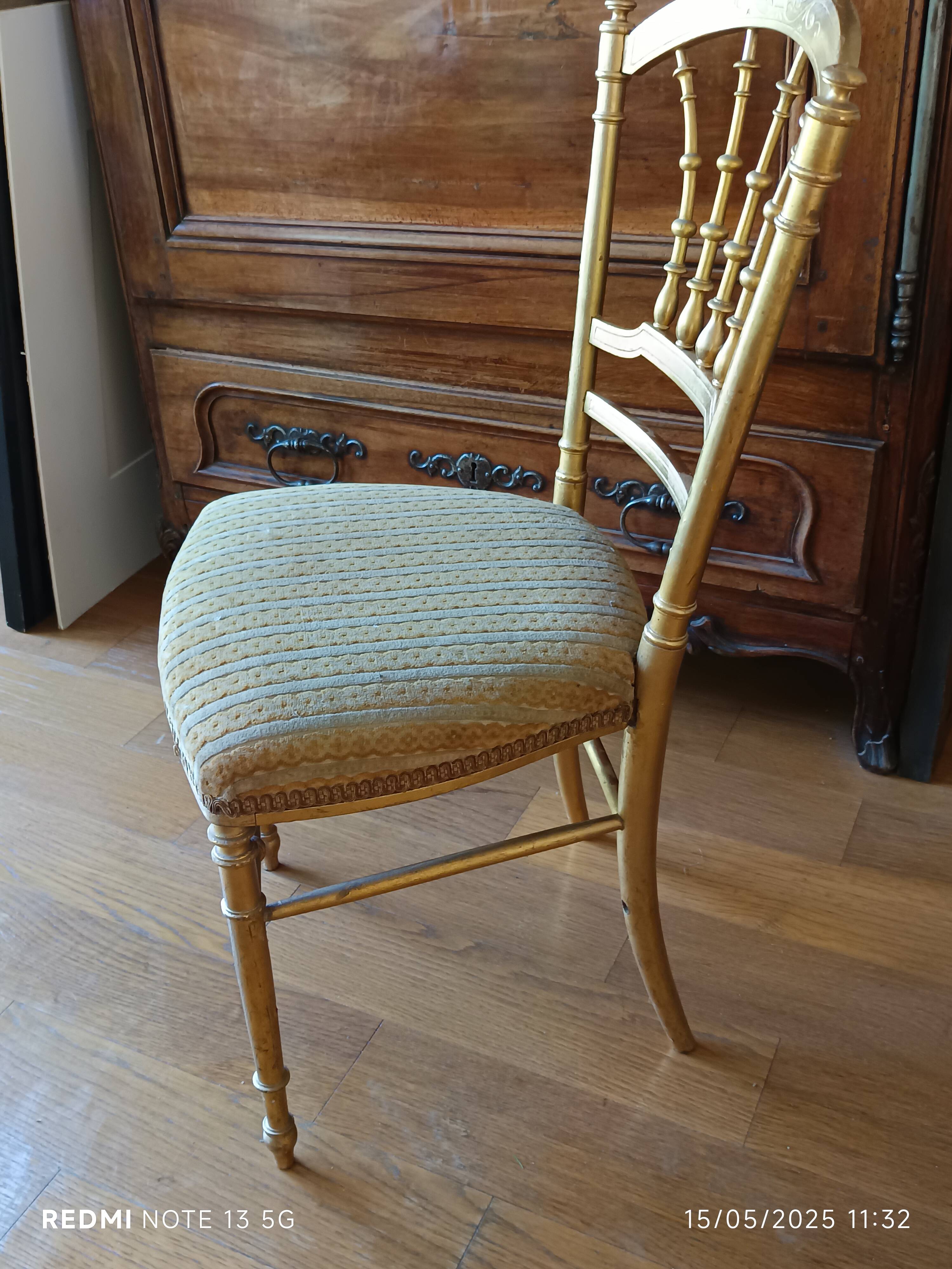 2 gilded Napoleon III bedroom chairs, 1900s