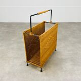Magazine holder 50s rattan and metal