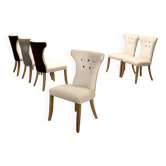 Antique William Yeoward chairs in wood and coloured fabric, 20th Century.
