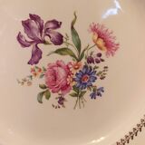 set of six vintage plates, Gien earthenware, floral style
