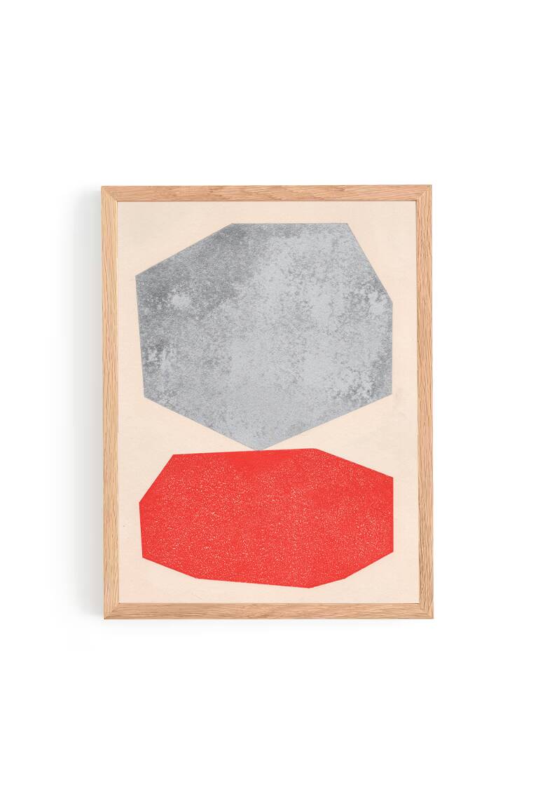 Abstract painting - 30x40cm - red and silver painting - B 262 - signed Eawy