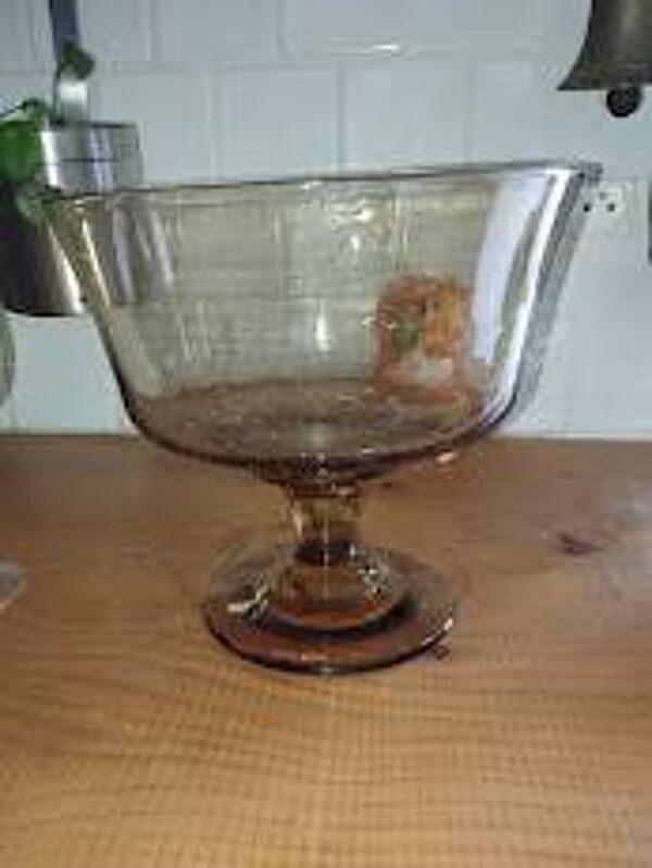 Coupe à fruits ou sangria en verre soufflé ambré – années 50/60