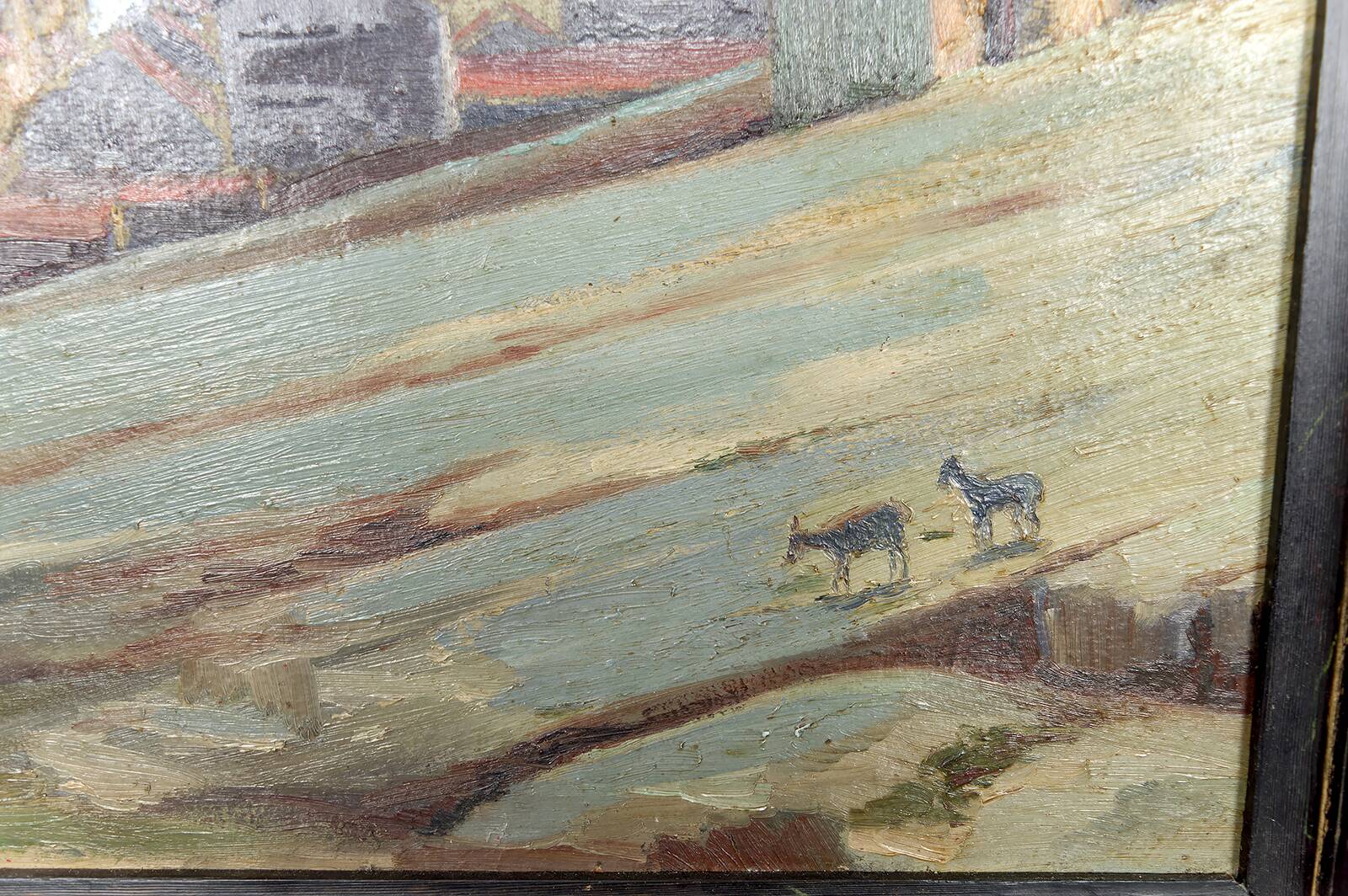 Painting, Oil on panel, "Mediterranean Coastal Town", France, 1930
