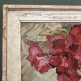 Table oil, still life, curly tulips