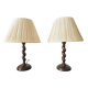 Paire de lampes vintage en bois tourné