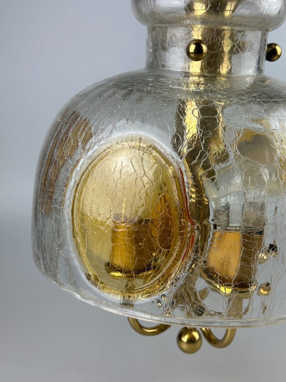 1960's 1970's brutalist ceiling lamp pendant lamp brass & murano glass