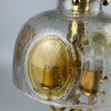 1960's 1970's brutalist ceiling lamp pendant lamp brass & murano glass