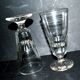 Verres à café de Bistrot Mazagran ancien 1900 en verre soufflé épais et taillé