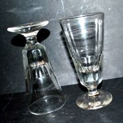 Antique Mazagran Bistro coffee glasses from 1900 in thick, cut blown glass