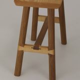 Contemporary handcrafted stool / end table in solid oak and ash wood