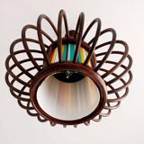 Rattan pendant light and vintage lampshade