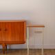 Vinyl rack in teak and gilded brass, 1950
