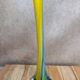 Vintage glass vase in blue and yellow Murano style.