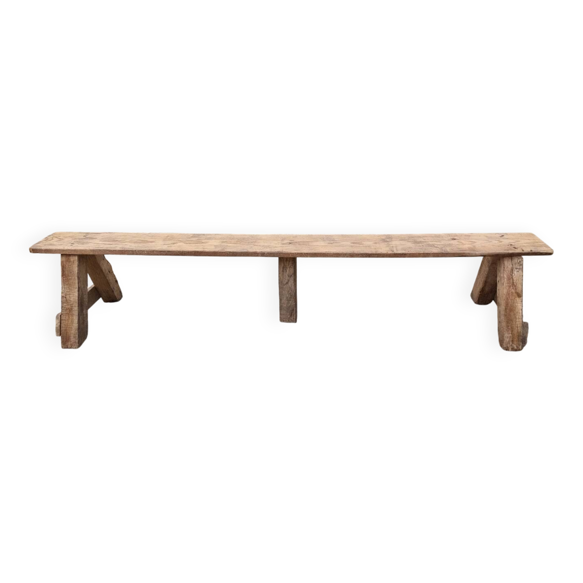 Grand banc ancien bois brut