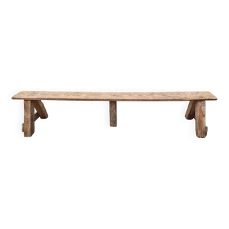 Grand banc ancien bois brut