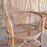 Three vintage rattan chairs
