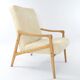 Fauteuil Pen velours côtelé crème