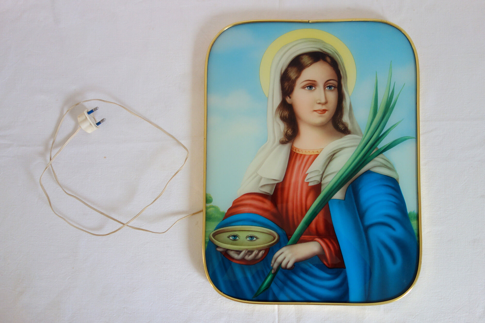 Old luminous painting Saint Lucia 50s