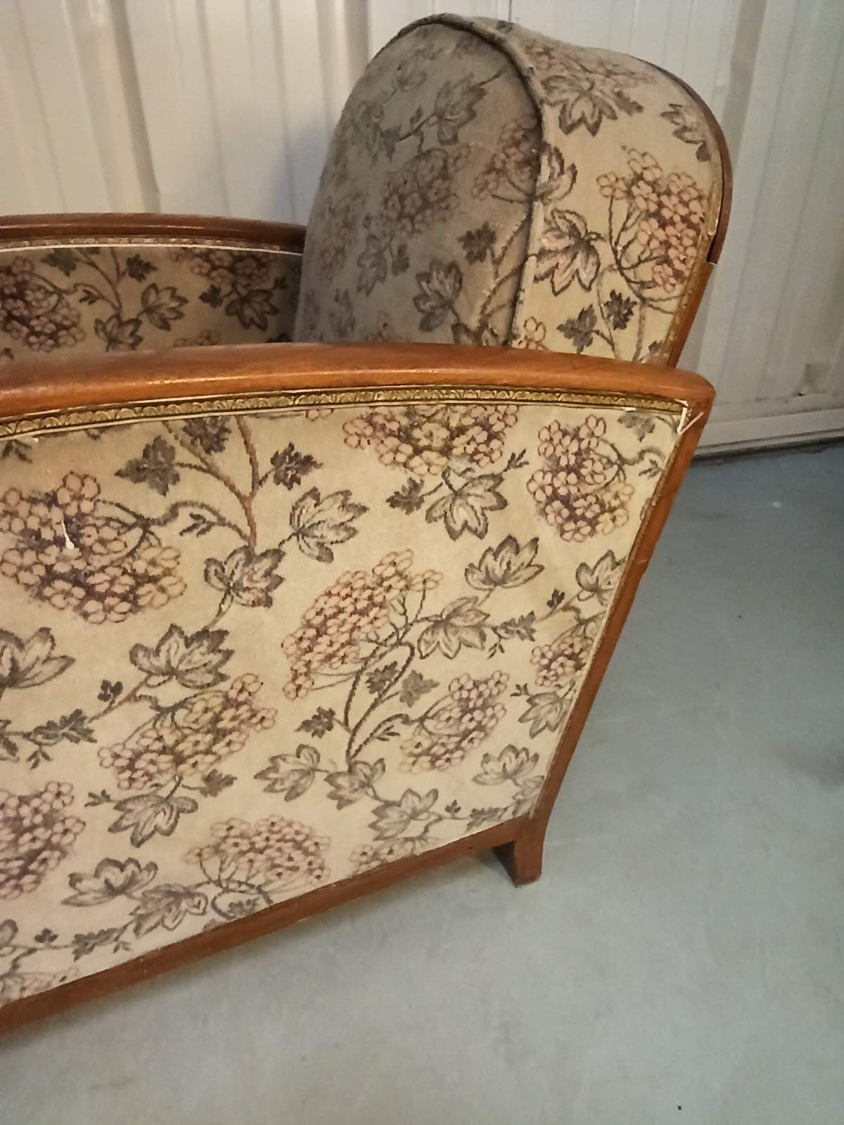 Art Deco armchair with system - original floral velvet fabric