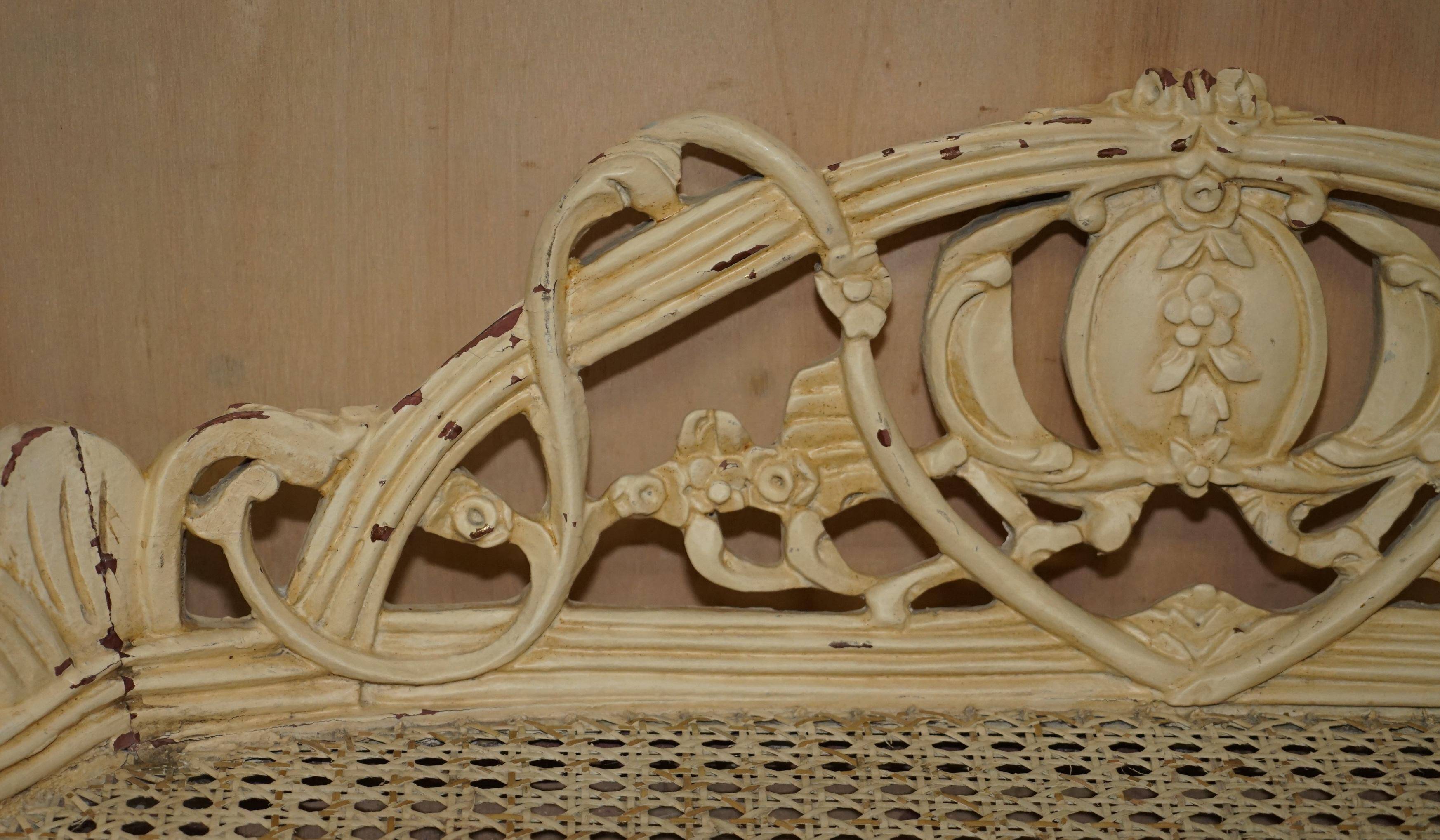 Antique French bergère window bench shabby chic