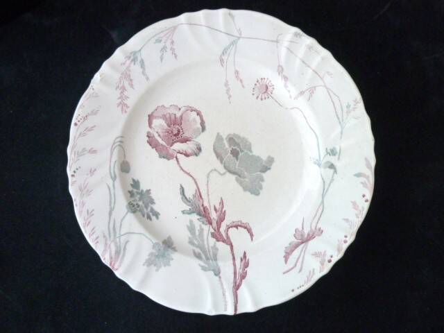 Compote dish, footed bowl Longwy pottery Poppy model