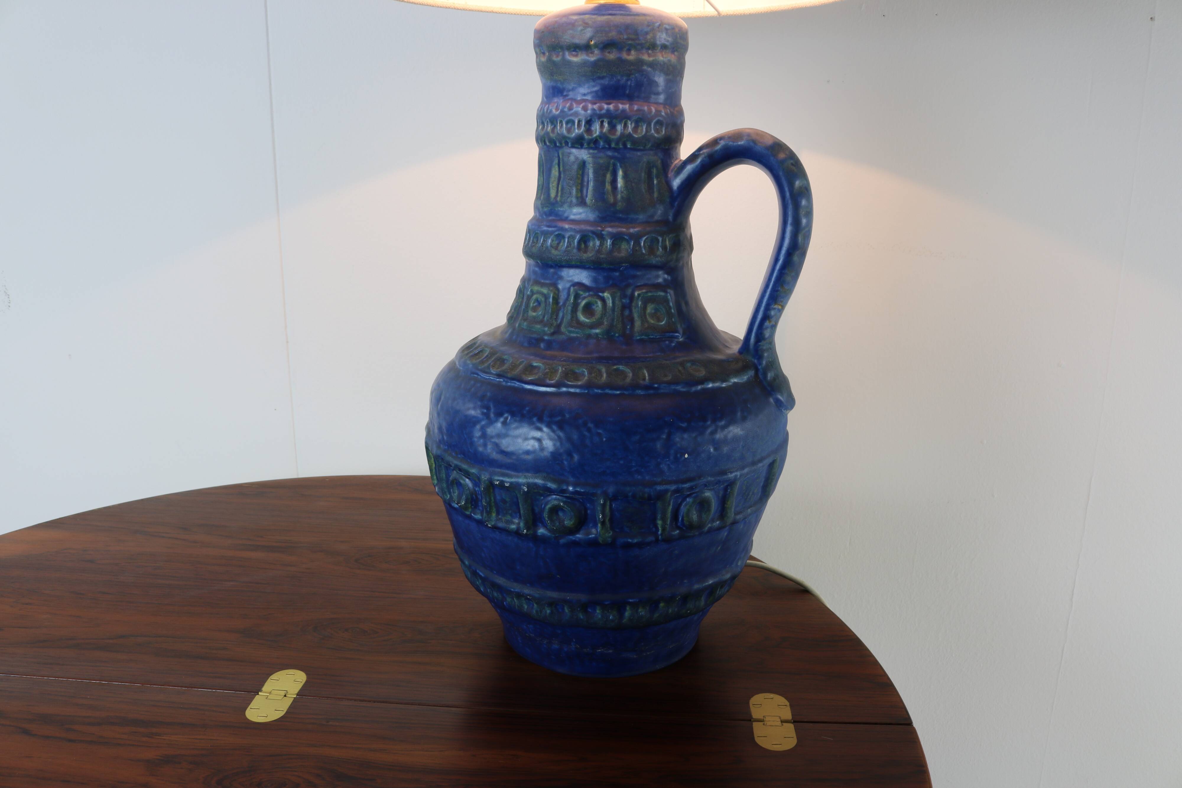 Beautiful sixties blue ceramic floor / table lamp