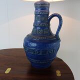 Beautiful sixties blue ceramic floor / table lamp