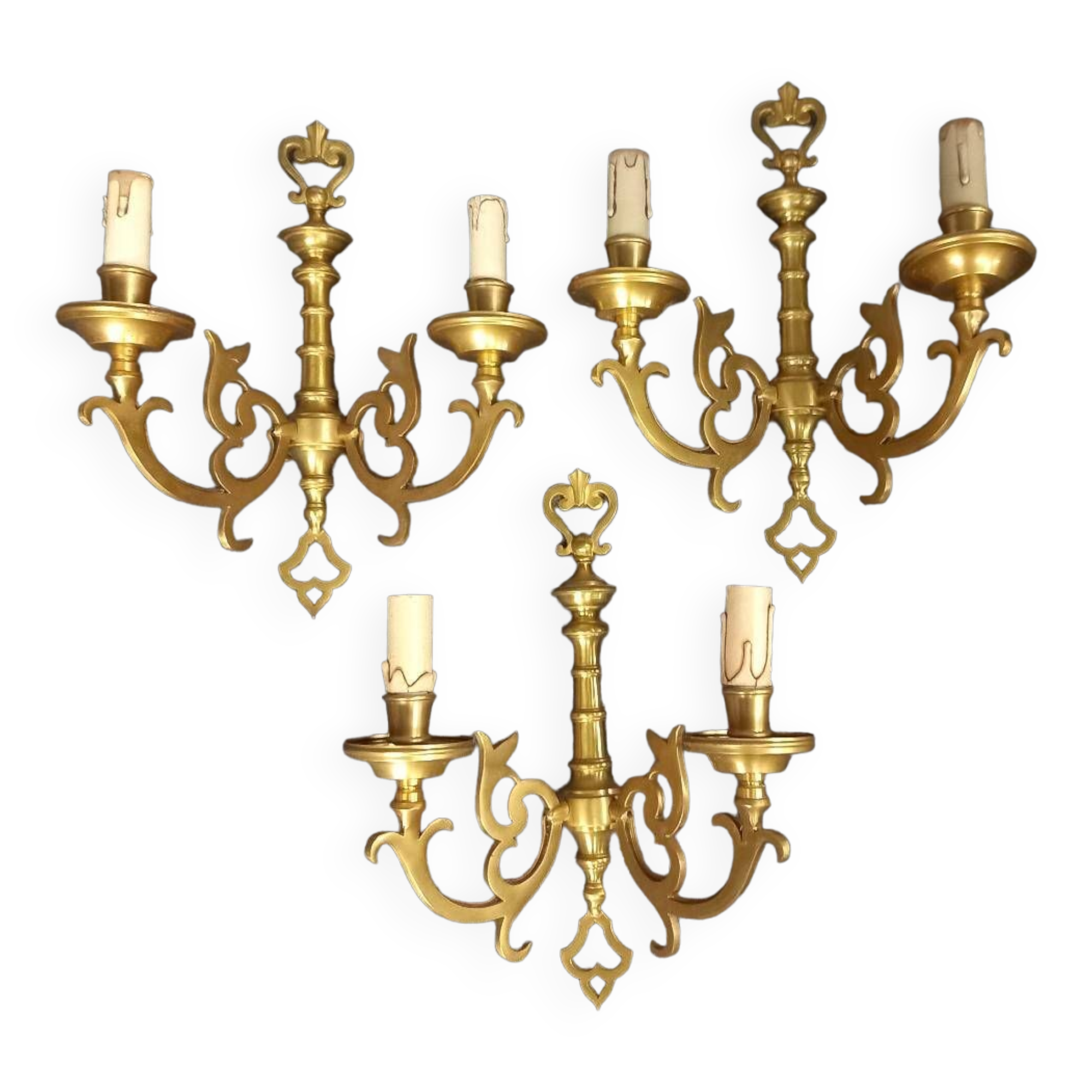 3 Louis XVI gilded bronze wall lights