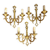 3 appliques en bronze dore louis xvi