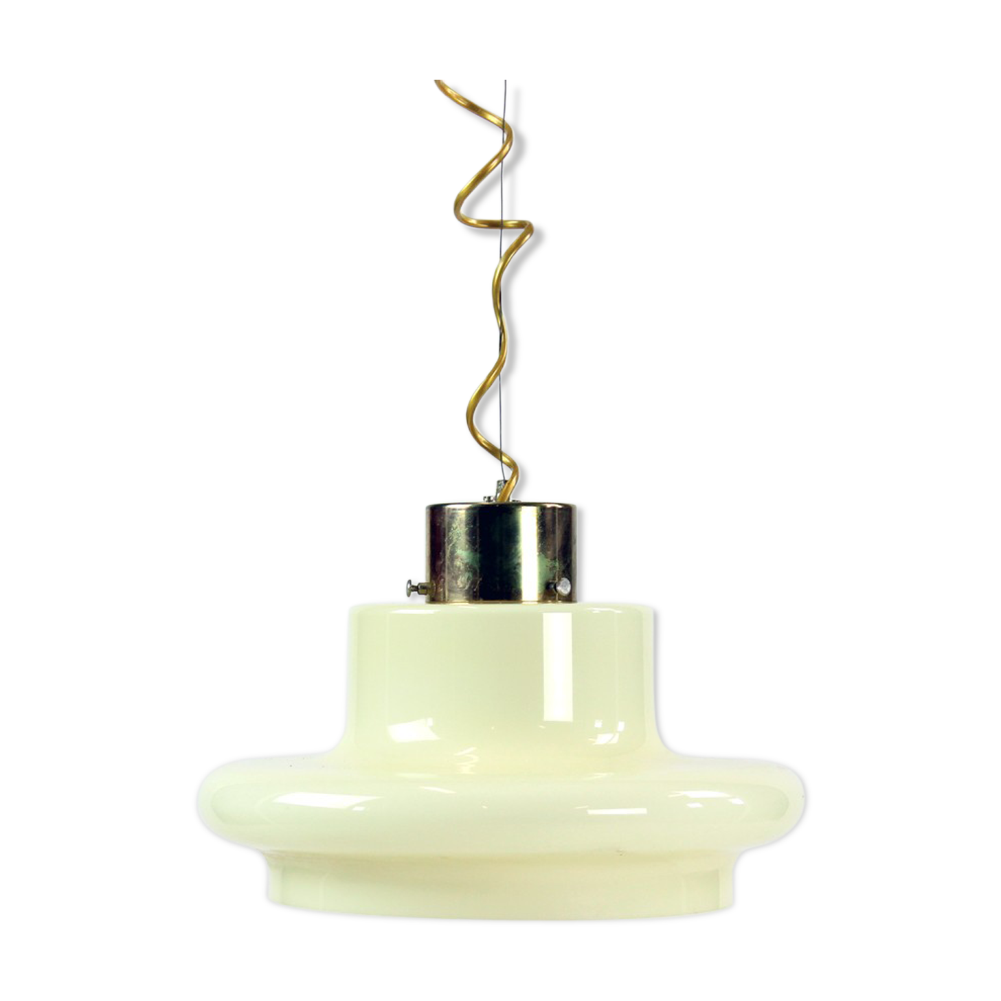 Suspension du milieu du siècle en opaline crème et laiton, années 1960