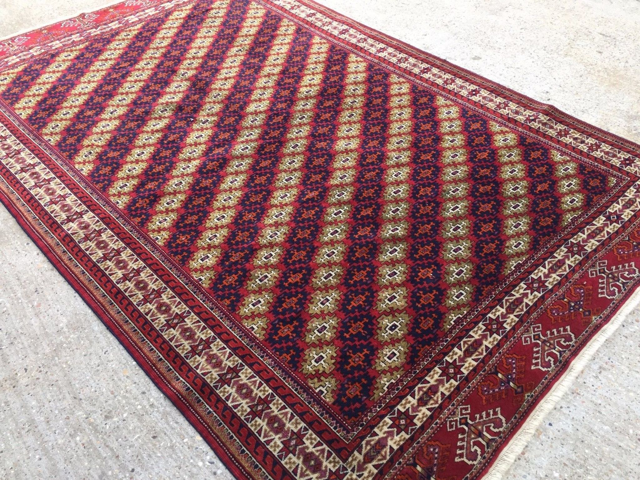 Fine Antique Turkmen Rug Wool Oriental Hand Made Rug 245x162cm Persian Vintage