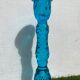 Pair of molded pressed blue glass candle holders