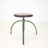 Vintage adjustable industrial stool with patina, 1950s