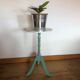 Small 3-foot blue and white pedestal table