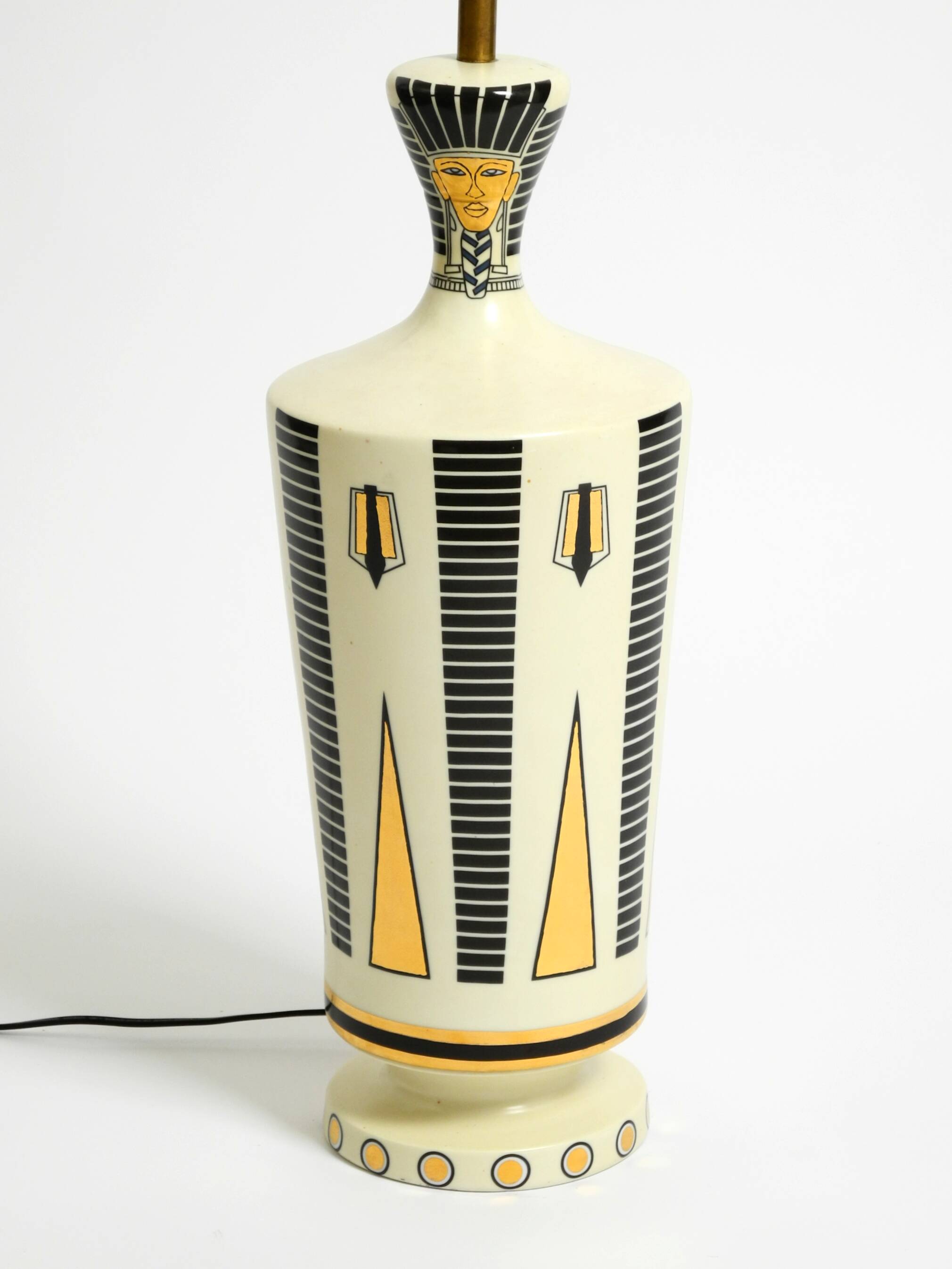 Large ceramic table lamp with Egyptian motifs by Nicolas Blandin, Paris