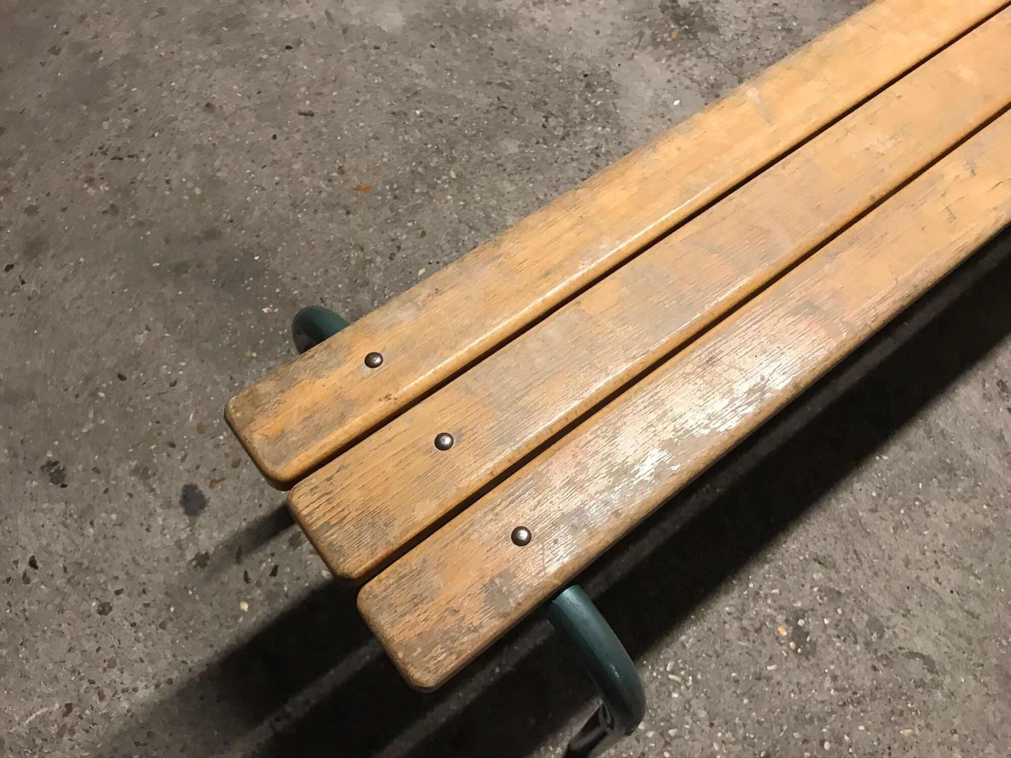 Vintage school bench Height 45 cm - wood and tubular metal structure