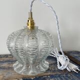 Vintage portable lamp in electrified chiseled glass to nine
