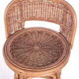 Vintage Rattan Swivel Bar Stool Set, 1950s