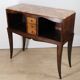 Vintage wooden and marble console table – classic style curved legs, 1950s