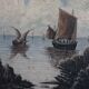 Old painting, marine painting, framed painting, wall painting, boat