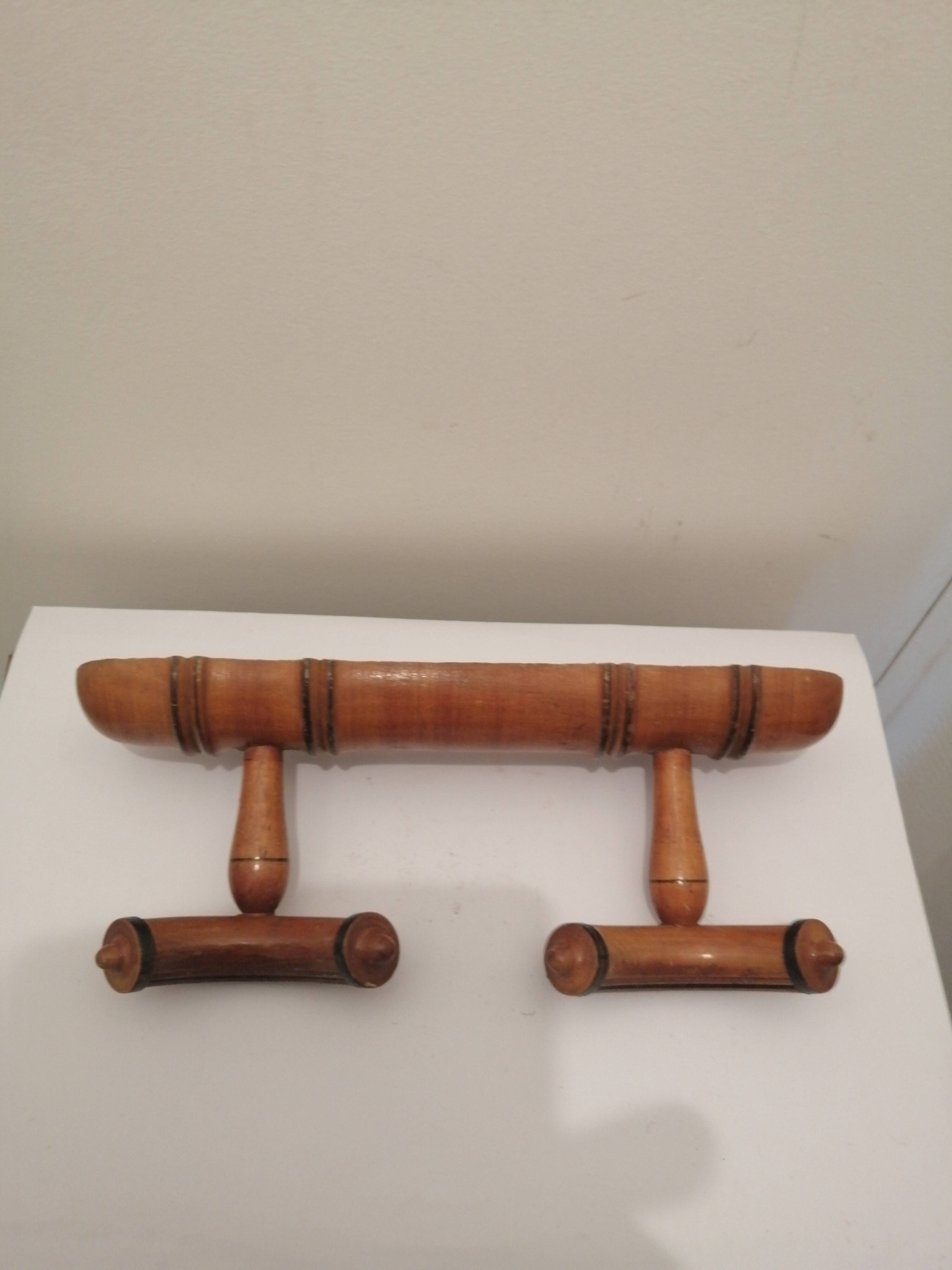 Varnished bamboo coat rack