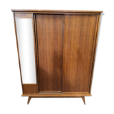 Armoire vintage à portes coulissantes et miroir - Années 1970