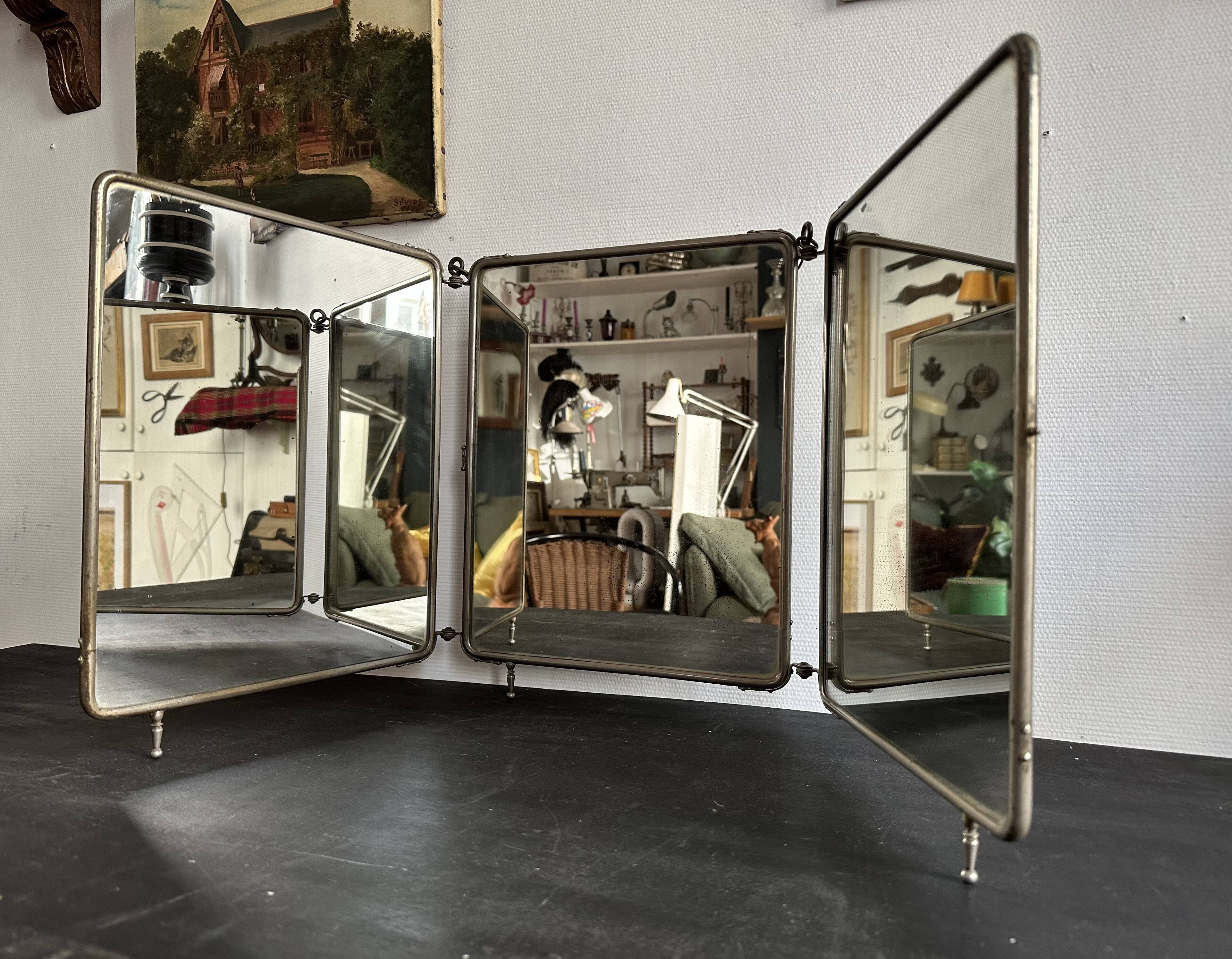 Art Deco triptych mirror, for table or wall mounting, 1900