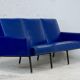 Sofa imitation leather blue and steel, 3 seats, France, circa 1960