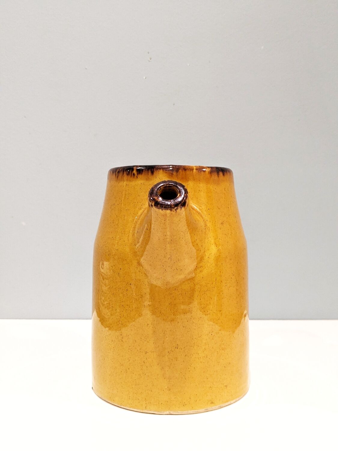 Handmade pitcher in vintage ceramic '60, signed Poët-Laval