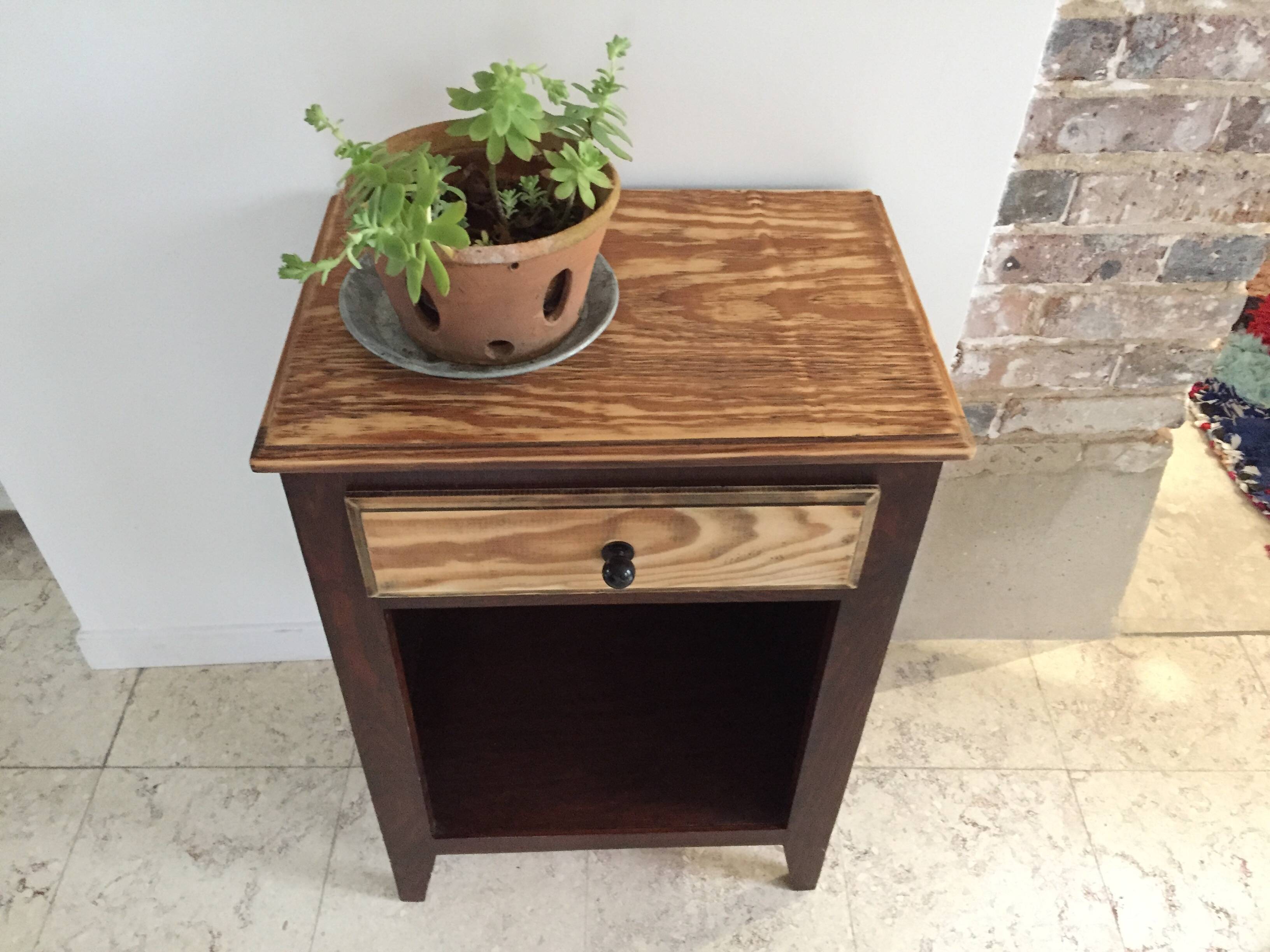 Vintage compas legs bedside table